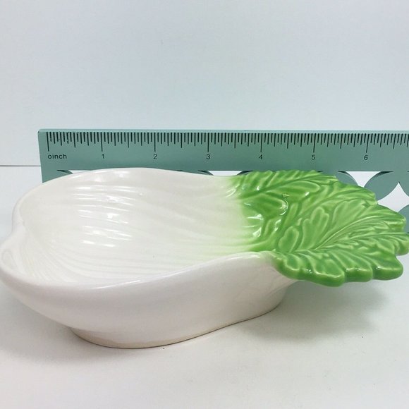 Celery Shaped Ceramic Dish Vintage Japan Vegetable Bok Choy Bowl Decor Display - Picture 8 of 12